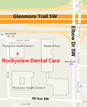 Closeup Map of Rockyview Dental Care